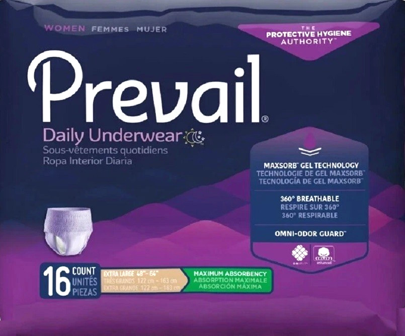 Prevail Women’s Daily Underwear 16 Count Extra Large 48″- 64″ Maximum Absorbency