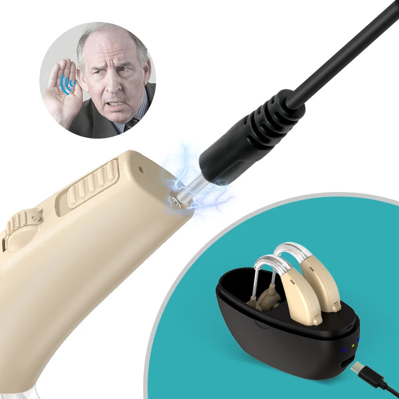 BTE Rechargeable Sound Amplifier Severe Hearing Aid For Deaf People Rechargeable