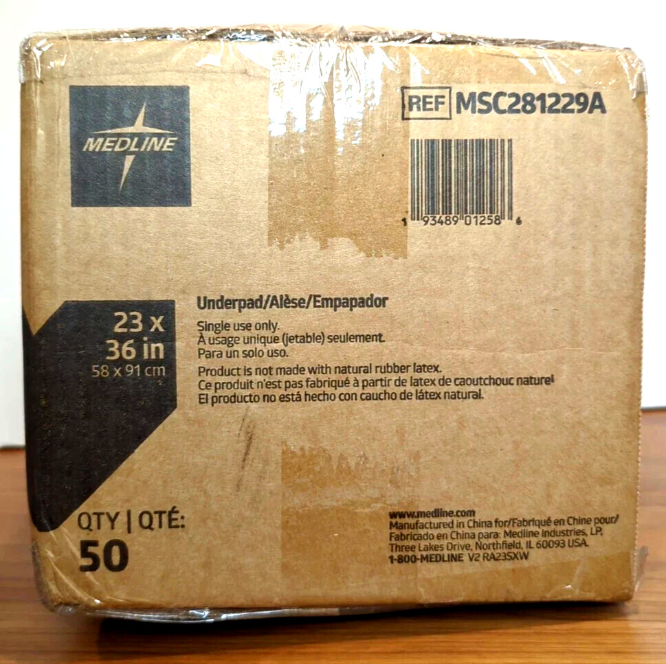 Medline MSC281229A Protection Plus Underpads 23×36″ 50/Case Open Box READ NOTE