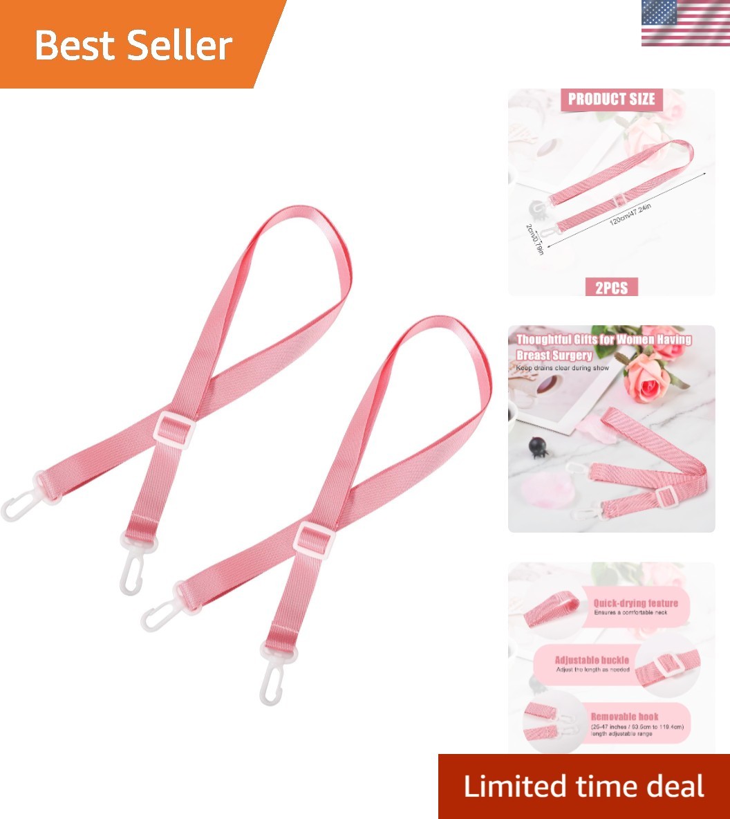 Comfortable 2-Pack Mastectomy Drain Holder Lanyards – Perfect After-Surgery Gift