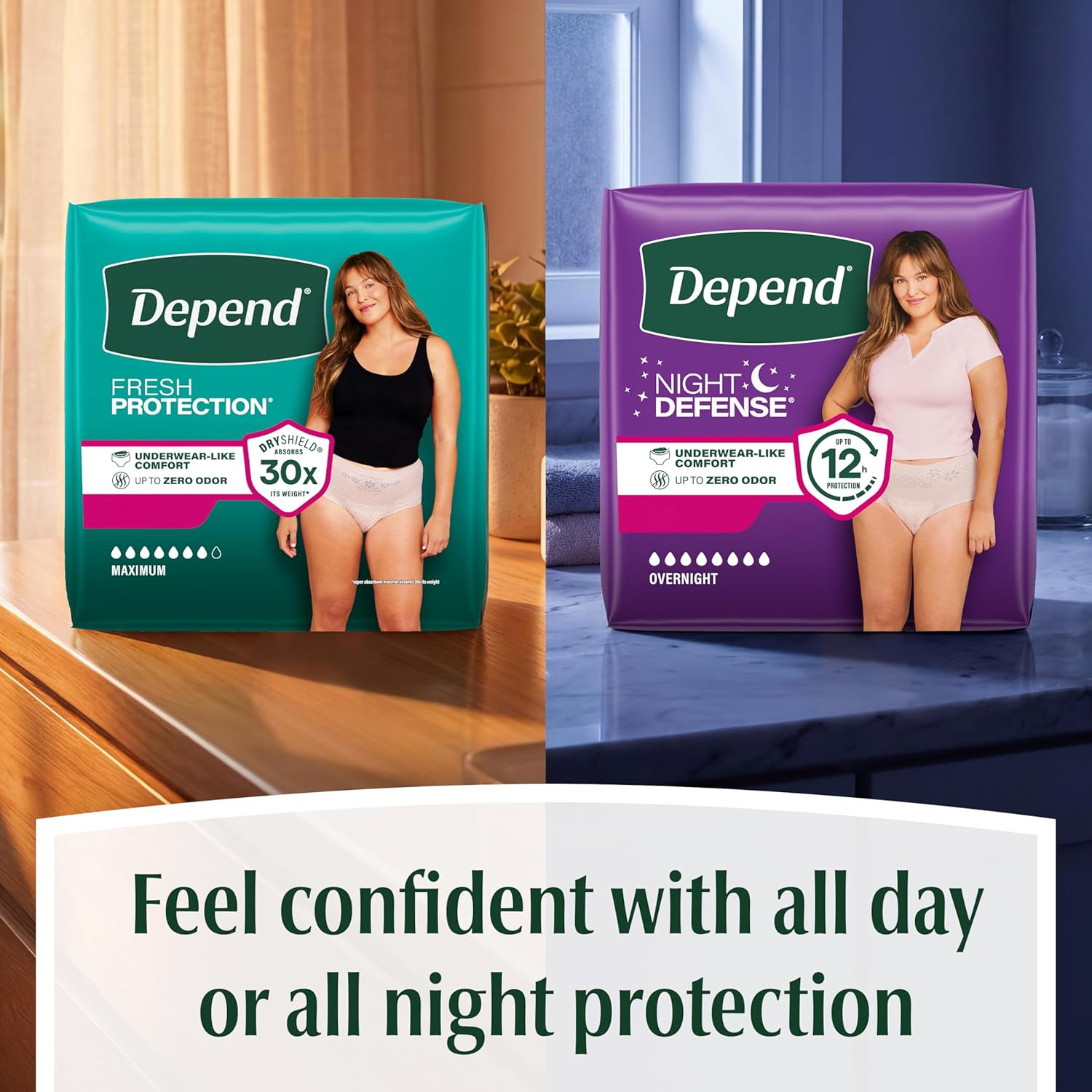 Depend Fresh Protection Adult Diapers, Incontinence Underwear for Women, Disposa