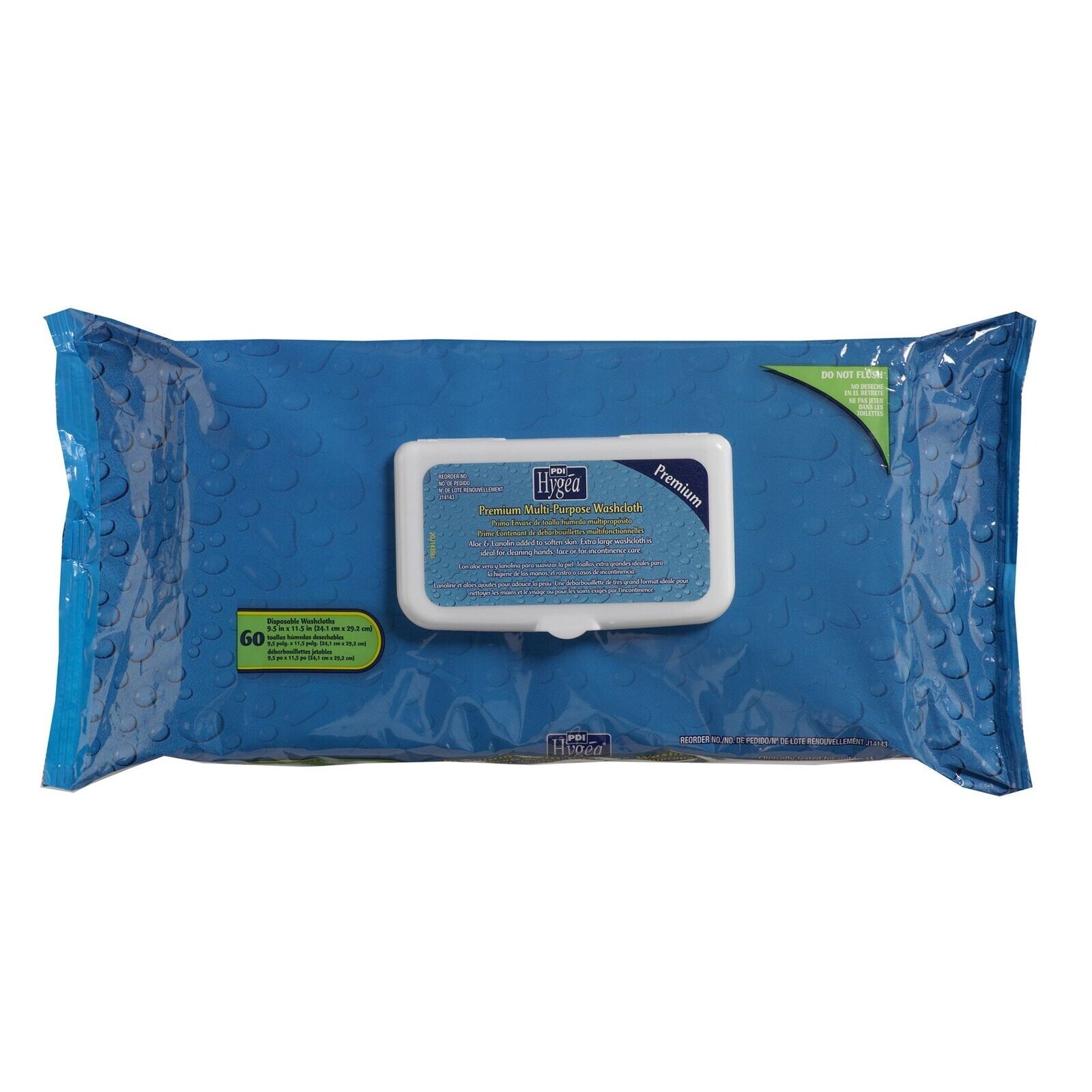 Hygea (J14143) Premium Personal Cleansing Wipe, 9-1/2 X 11-1/2 Inch, Case of 6