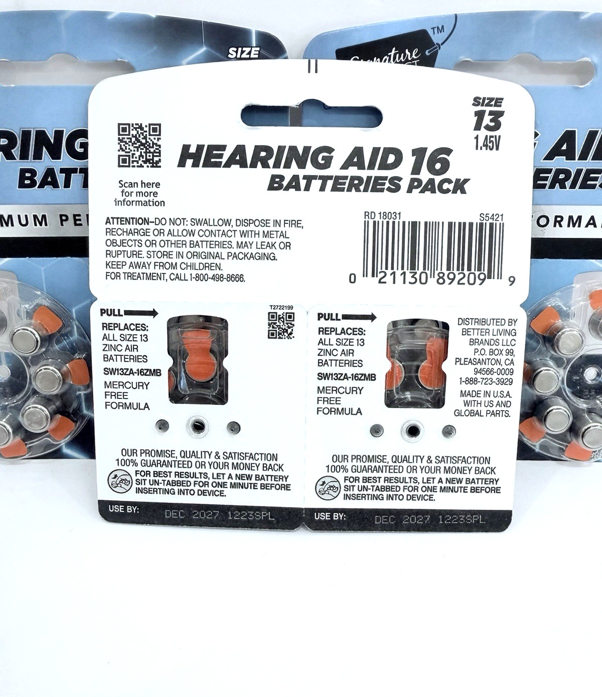 3 Signature Select Size13 Hearing Aide Batteries total 48 Exp 6/2024 and 12/2027