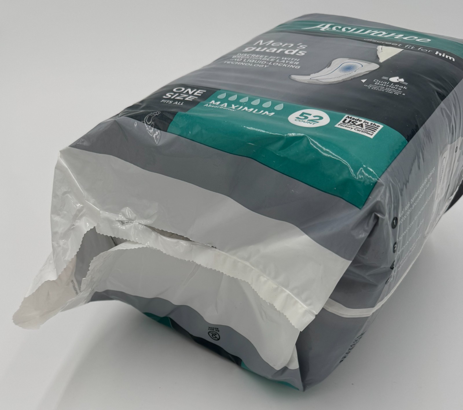 Assurance Men’s Guards, Maximum Absorbency, One Size Fits All, 52 Count