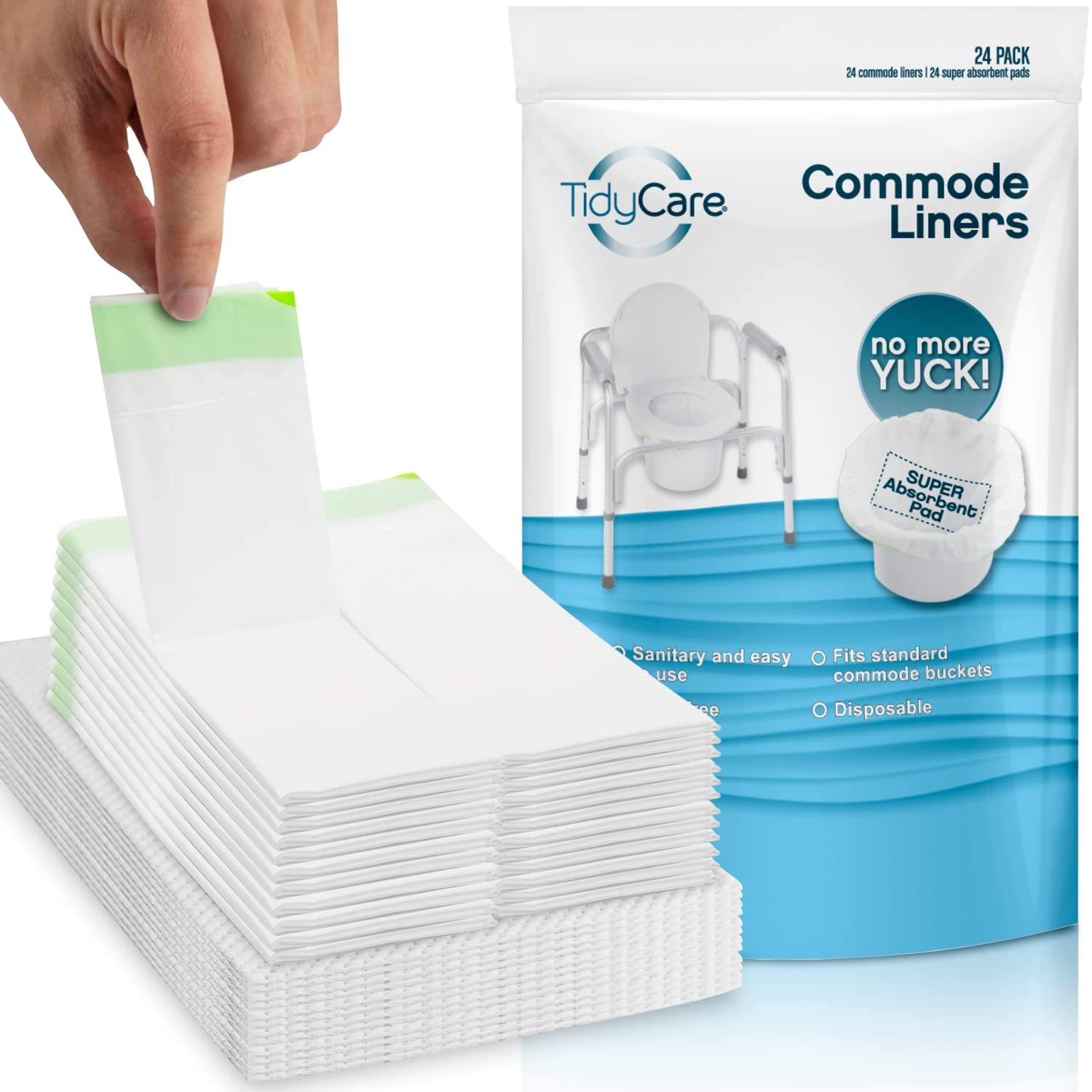 Disposable Bedside Commode Liners and Pads for Portable Toilet Chair Seat Buc…