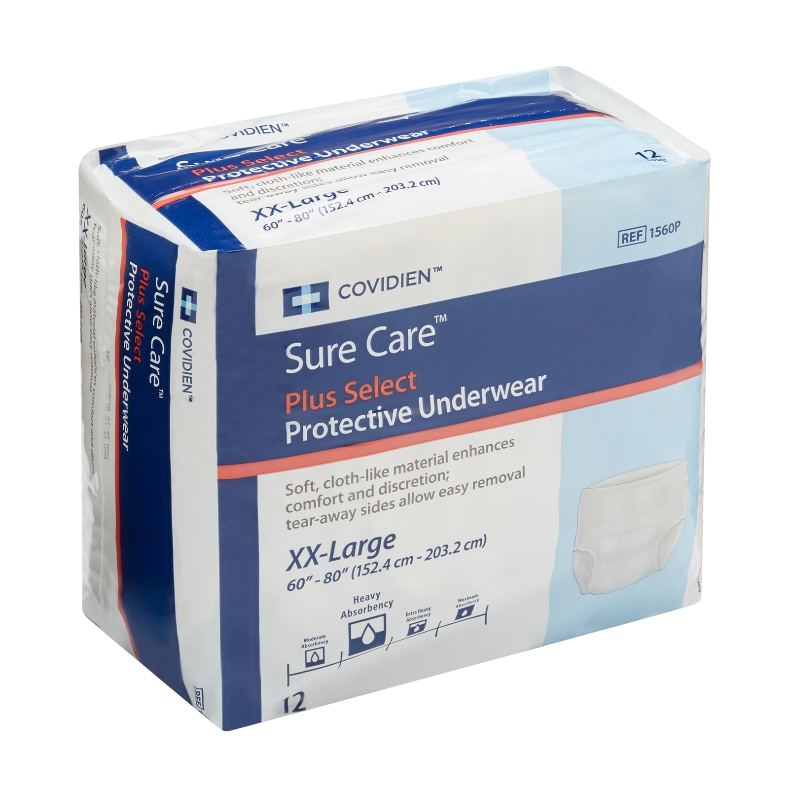 Covidien Sure Care Plus Select Adult Disposable Underwear 2X-Large 1560P 12 Ct
