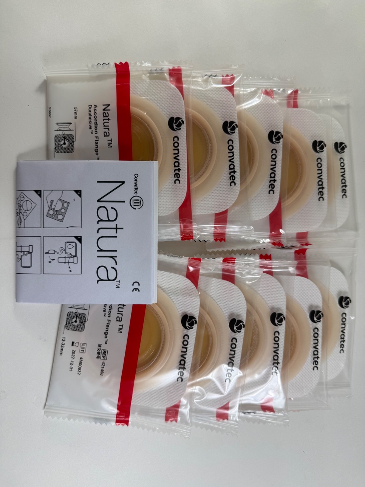 Qty: 10 Convatec 421458 Natura® 2 1/4 Skin Barrier Accordion Flanges