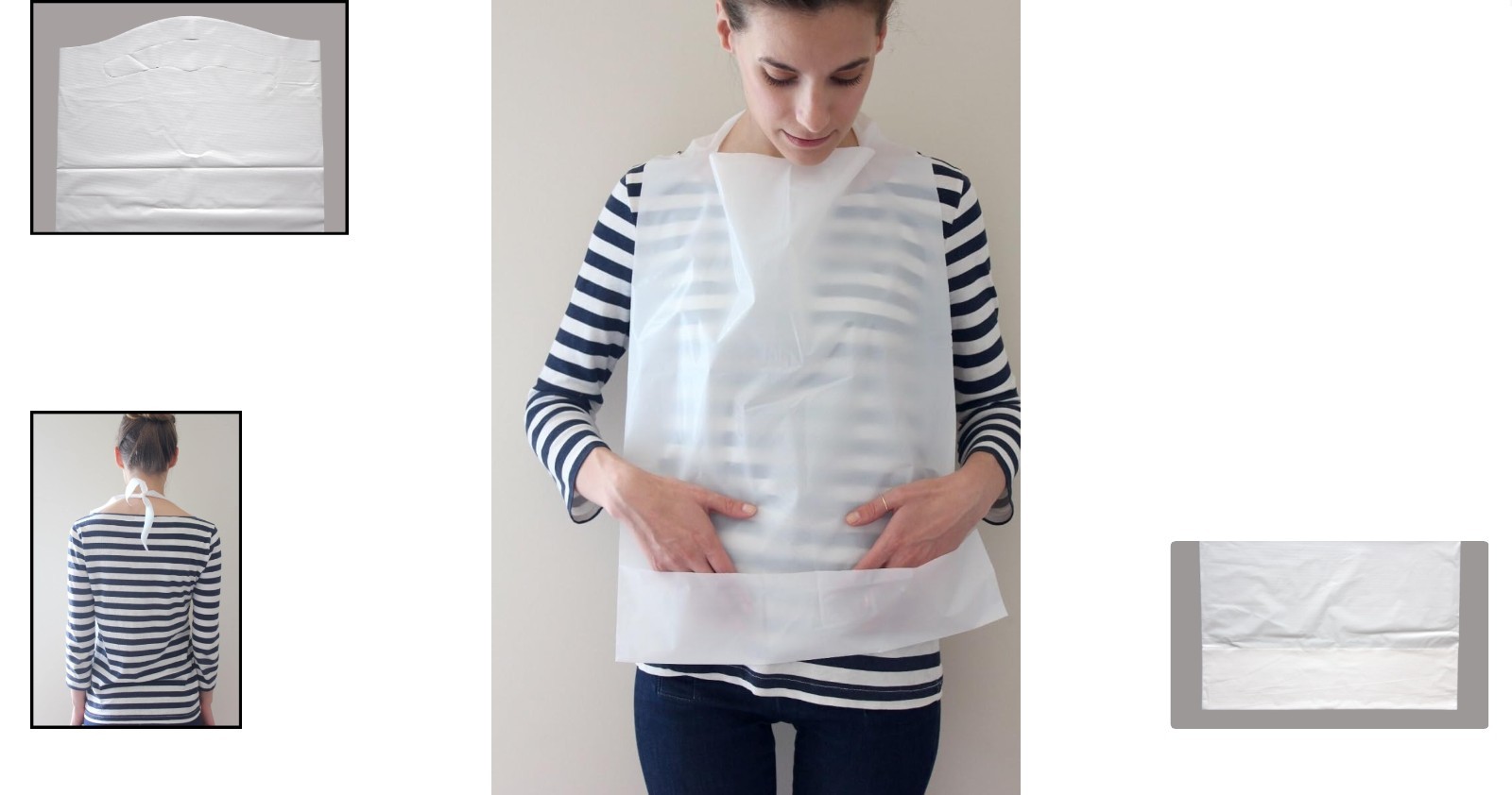 Disposable Adult Bibs with Pocket for Catching Mess White 24×16 Lightweight