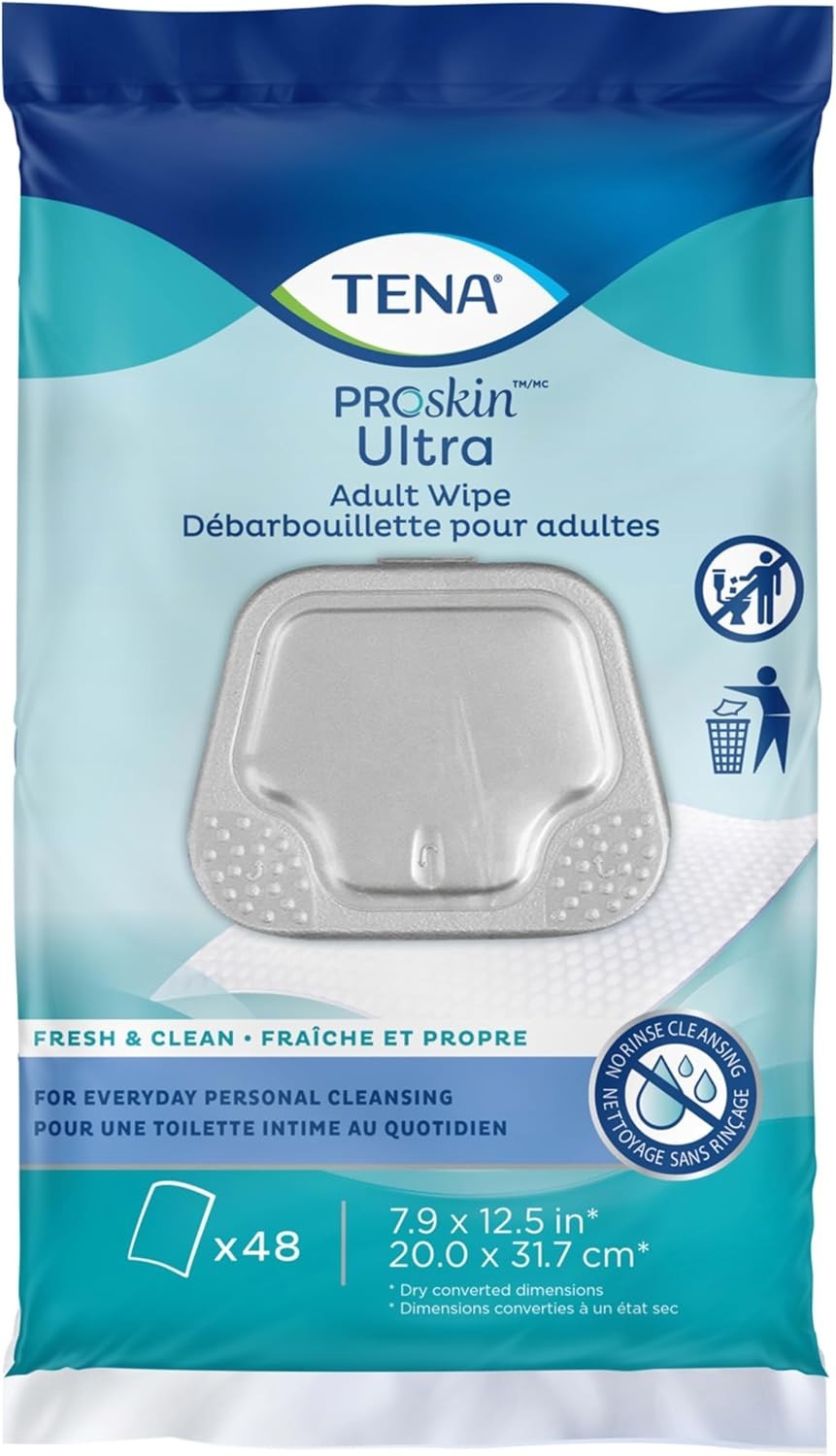 Alcohol-Free TENA Adult Wipes – 48 Ct, Freshly Scented for Incontinence Care