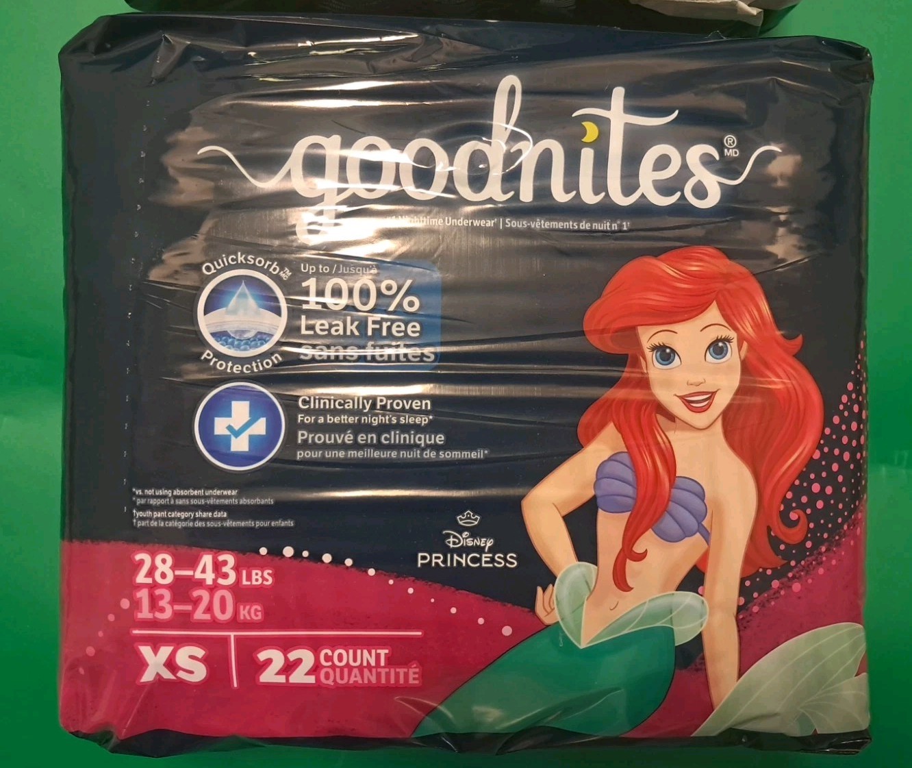 GOODNITES GIRL’S NIGHTTIME UNDERWEAR SIZE XS (28-43LBS) PACK OF 2 NEW OPEN BOX