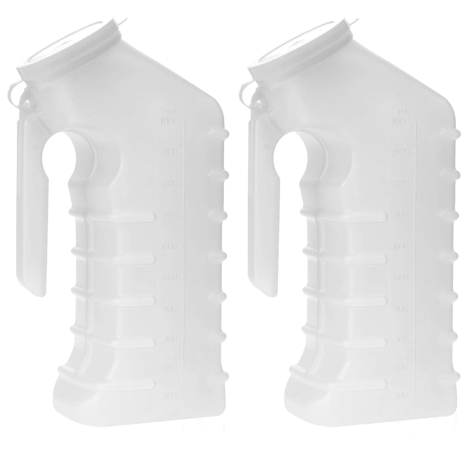 Portable Male Urinal with Cover, Leak-Proof and Odor Shield, 1000 cc, 2/pk