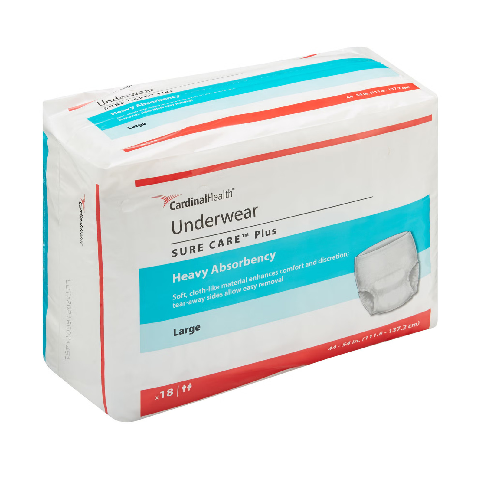 72 Cardinal Covidien Sure Care 1615A Adult Unisex Disposable Pull On Underwear L