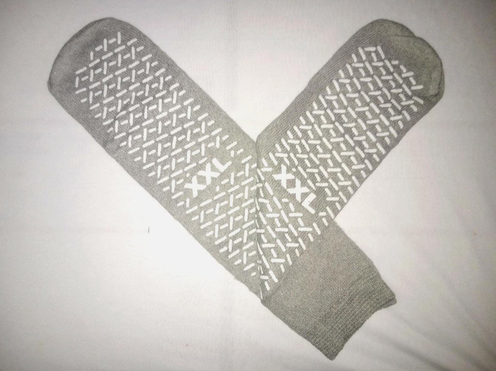 4 Pairs Hospital Socks NON Skid Slip Double Knit Gray Yoga Size XXL NEW