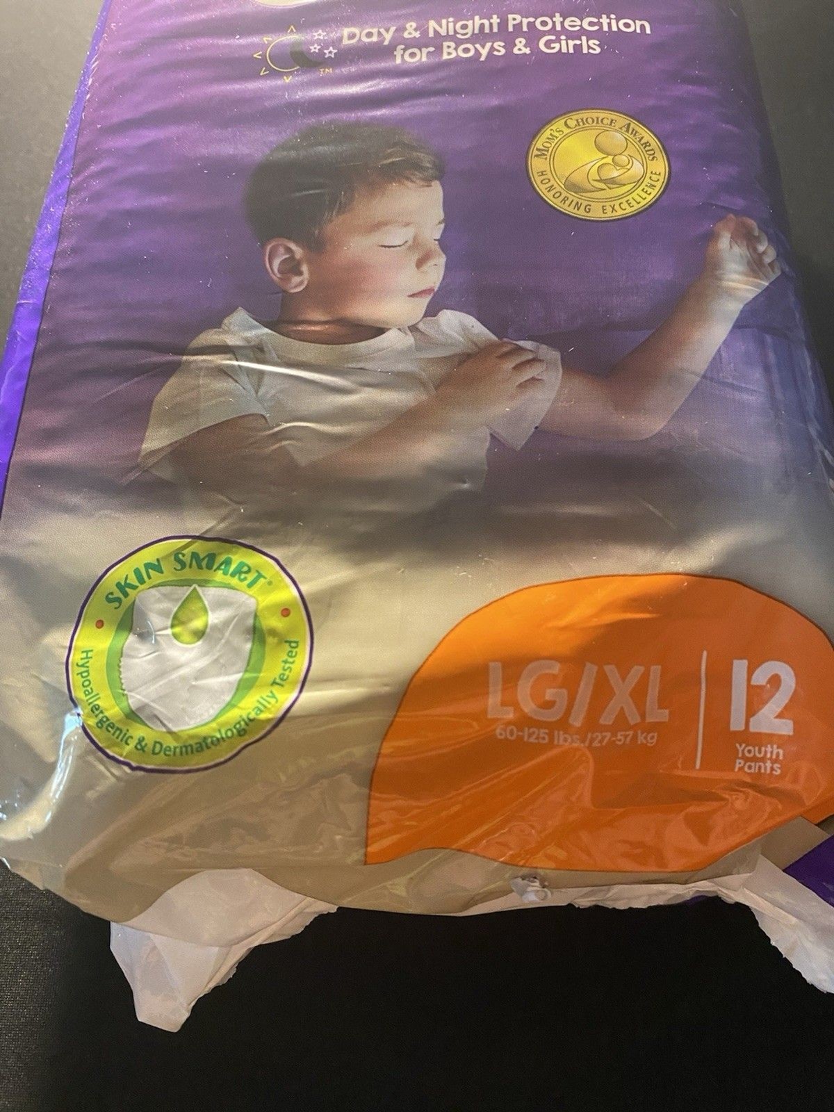 SleepOvers Youth Pants LG/XL 60-125 lbs Bedwetting Night Diapers 12 Count Pack