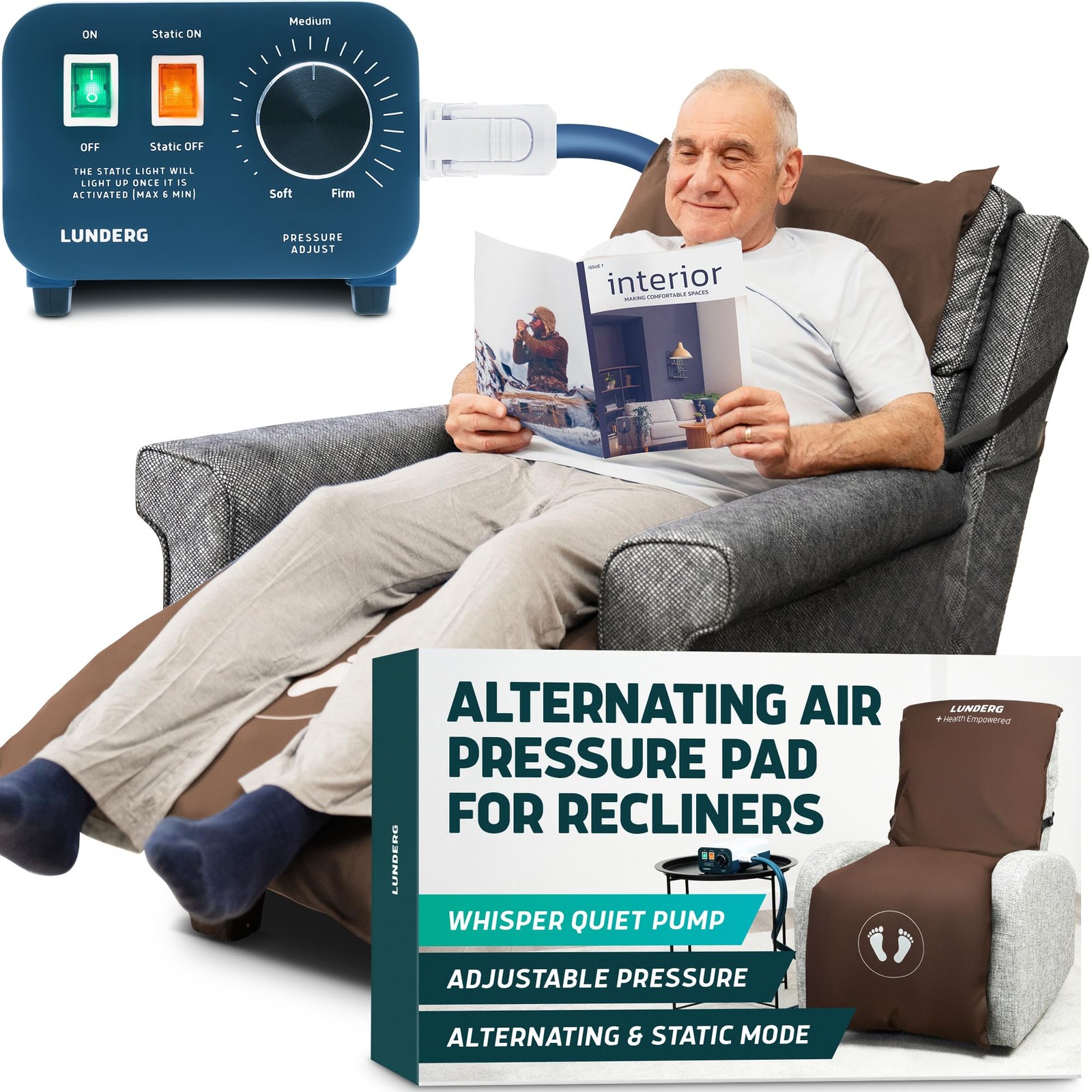 Lunderg Alternating Air Pressure Pad for Recliner Chair – Coffee
