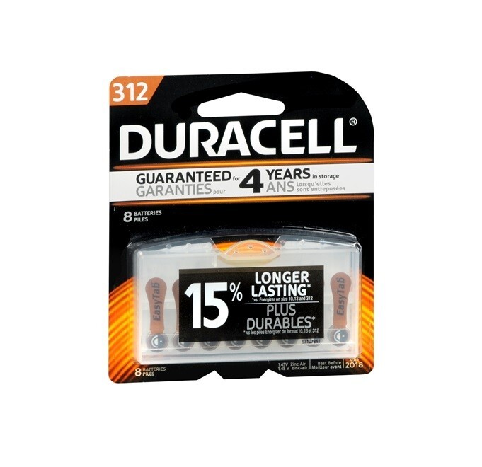 SM Duracell DA312B8 Hearing Aid Battery Zinc Air 8 Pack