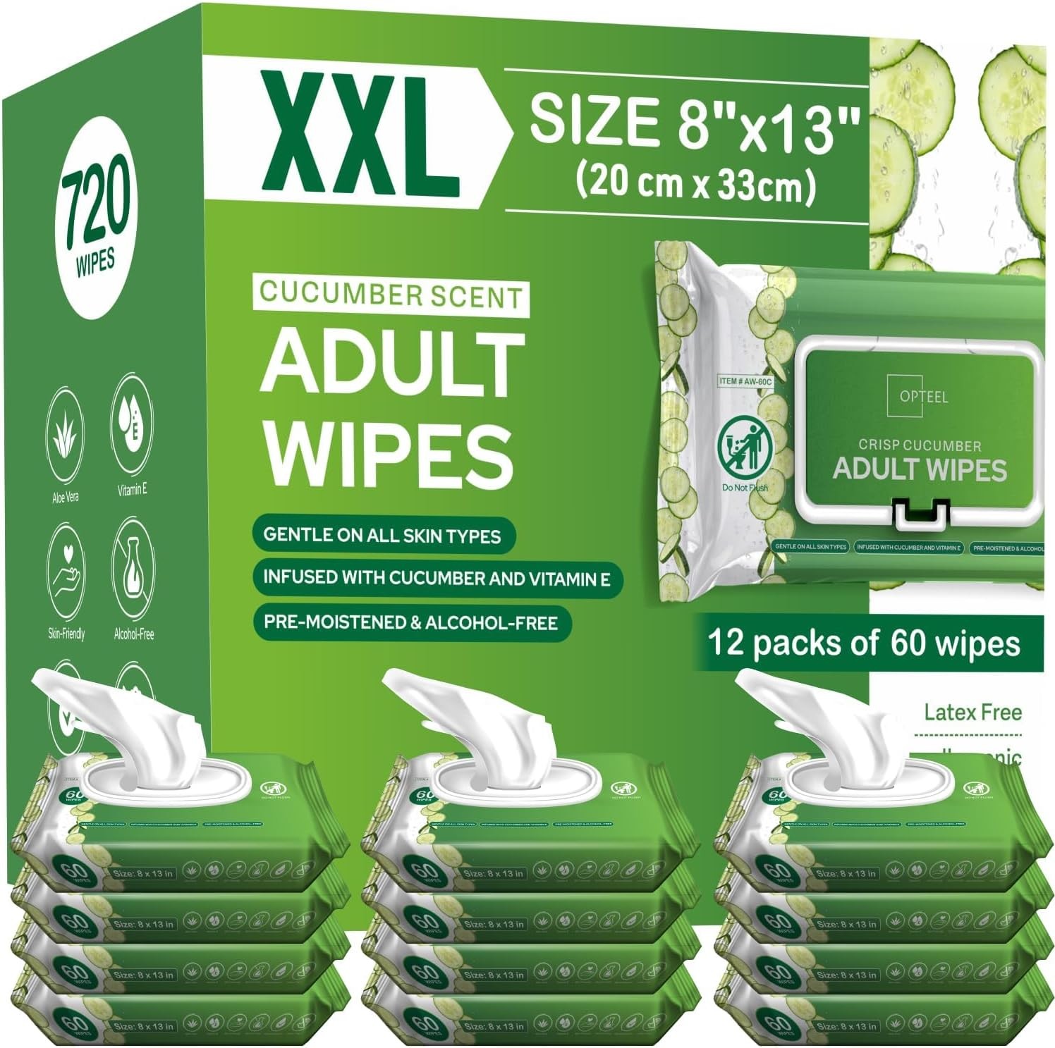 Adult Wipes Extra Large Scented – Skin-Friendly Incontinence Wet Wipes for Ad