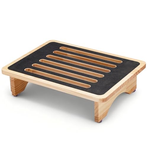 One Step Stool for Adults Seniors Non Slip Rubber Heavy Duty Wooden