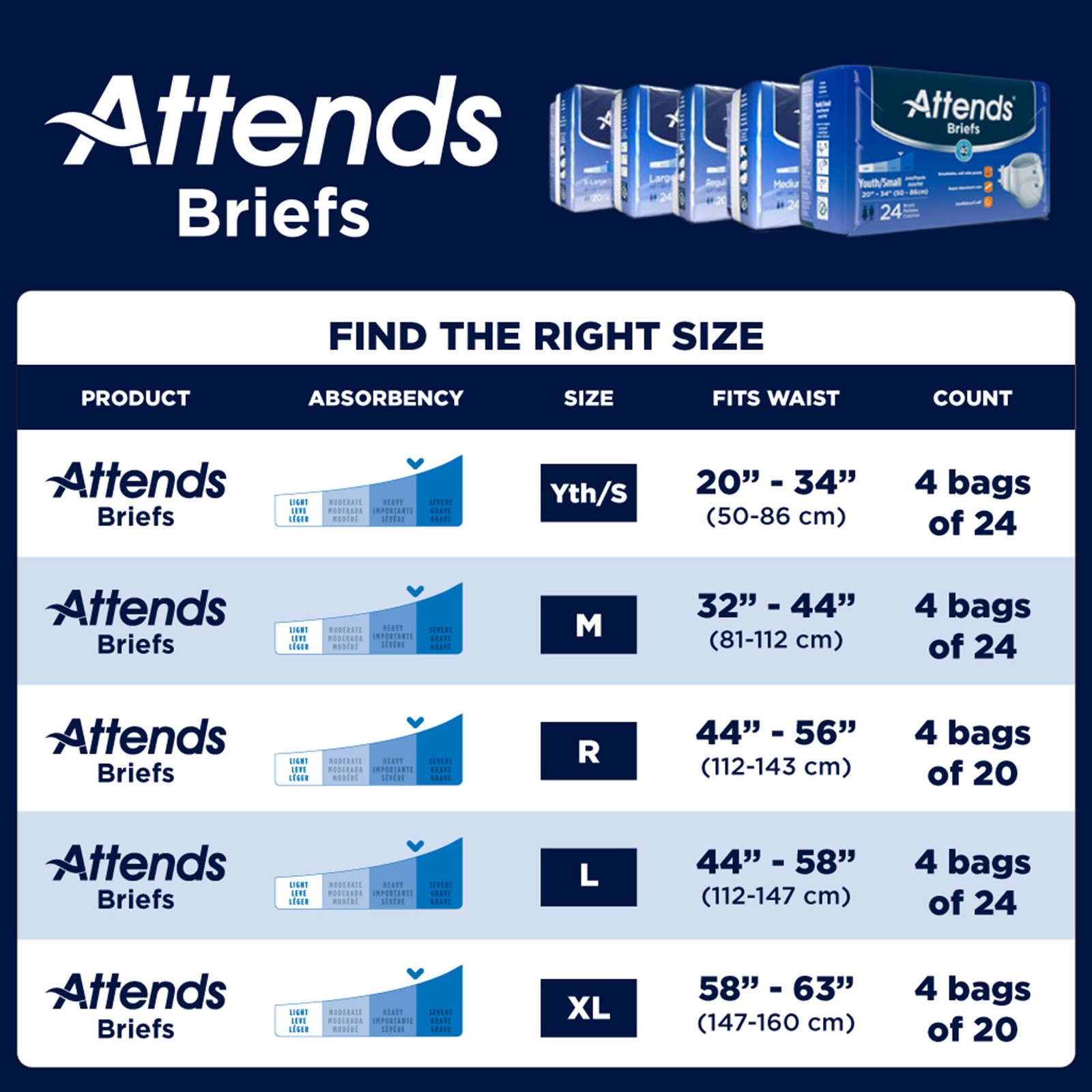 Attends Youth Incontinence Brief S Heavy Absorbency DD10 96 Ct