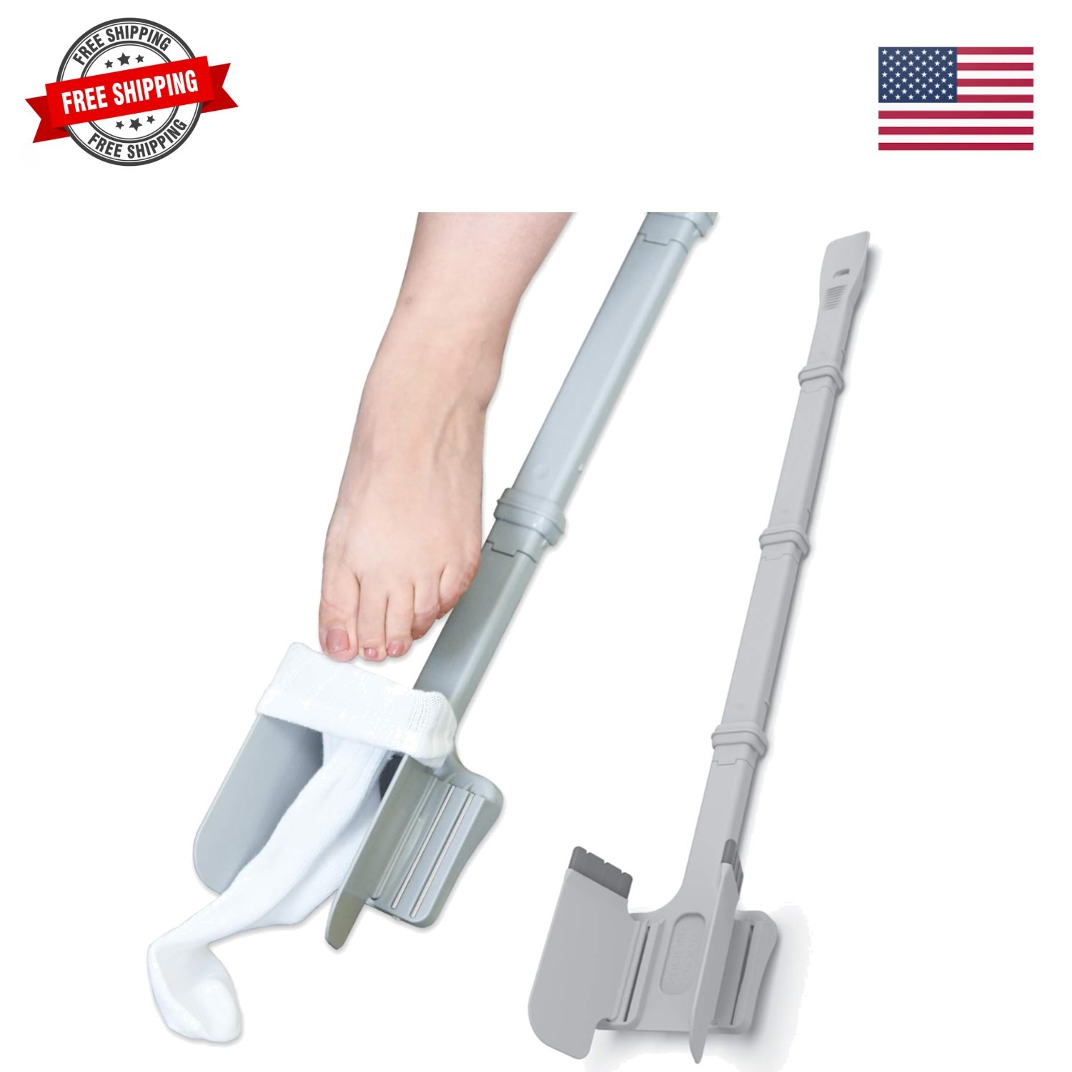 Easy Sock Ox Adjustable Sock Aid for Seniors, No Bending, with Sock Remover