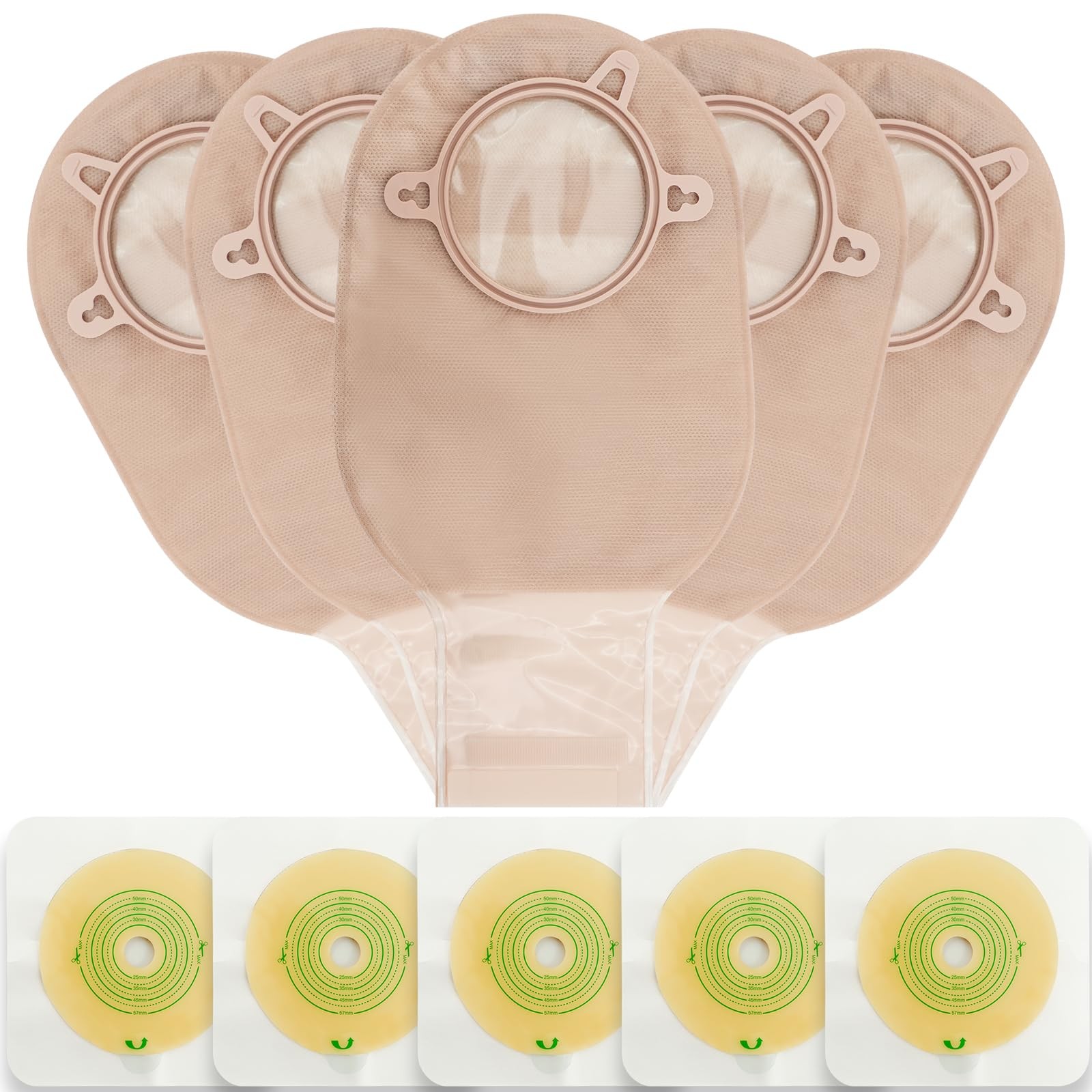 VLOOKUP 21 PCS Colostomy Bags,Ostomy Supplies,Two-Piece Drainable Pouches with C
