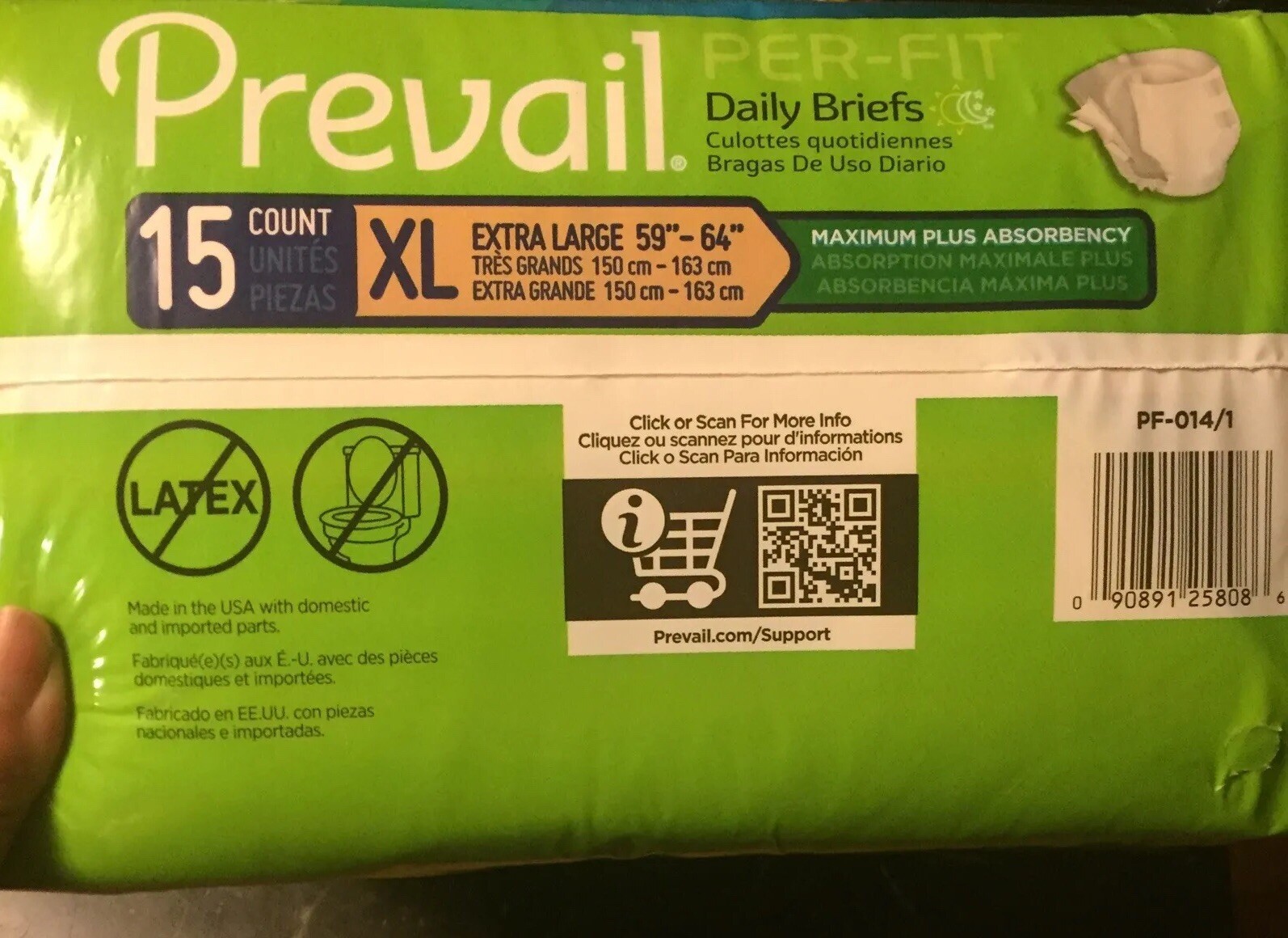 Prevail Per-Fit PF-014/1 AdultBriefs Diapers With Tabs XL Extra Absorbency 14 Ct