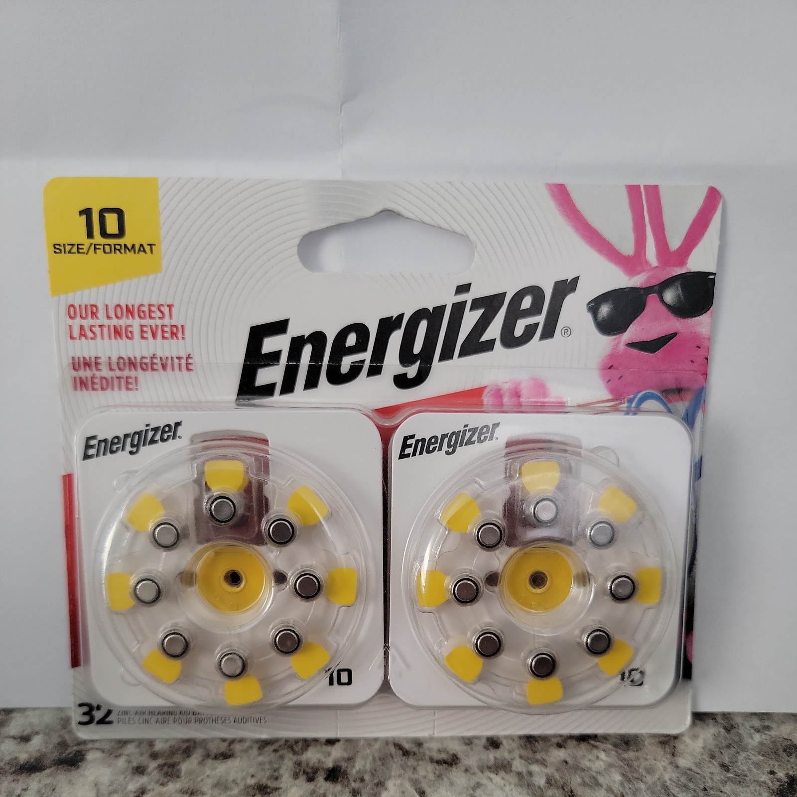 Energizer Size 10 Hearing Aid Batteries 32 Pack AZ10DP-24 Zero Mercury Yellow