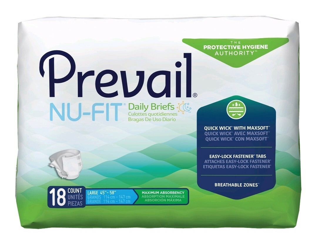 Prevail Per-Fit PF-013/1 Adult Briefs Diapers With Tabs L Heavy Absorbency 18 Ct
