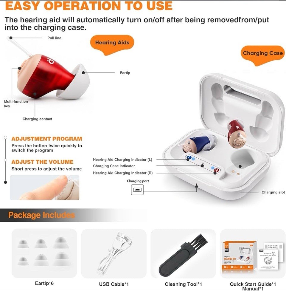 JH-A260 OTC Rechargeable Hearing Aids Personal Sound Amplifier Product Adult NEW