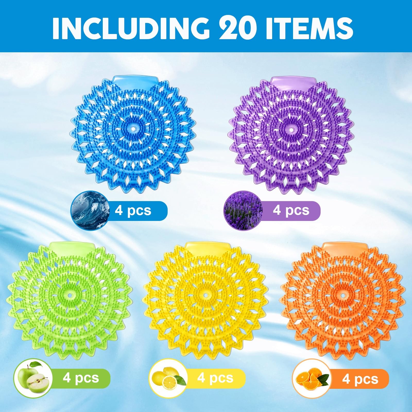 Xirbaig 20 Pack Urinal Screens Deodorizer3D Anti-Splash Odor Protection Urinal