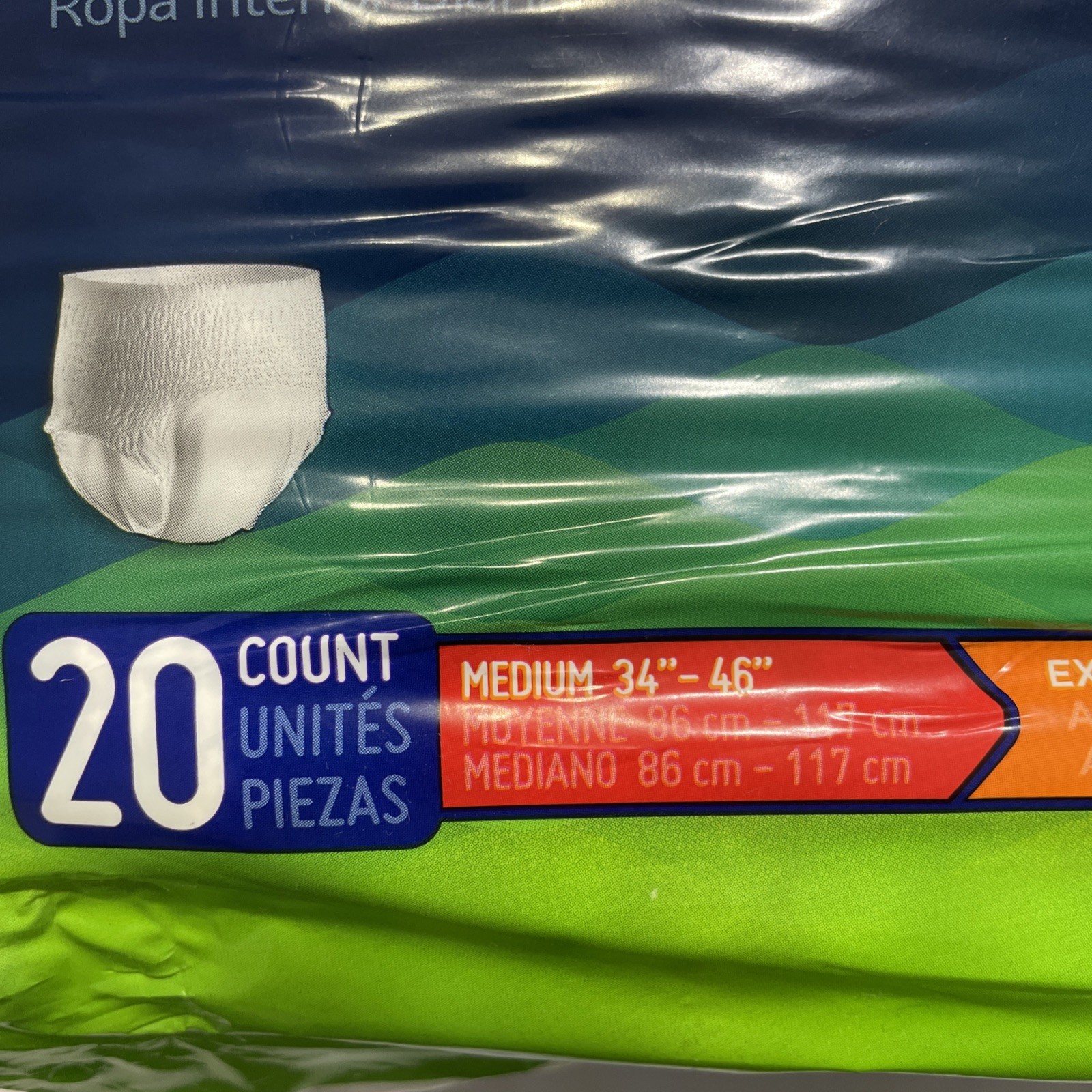 Prevail Disposable Underwear Medium 34”-46” 20 Ct NEW & Sealed