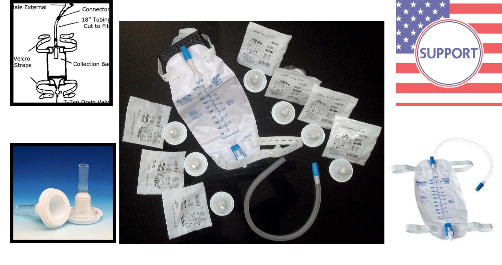 32mm Extra Adhesive Catheter Kit with Adjustable Rusch Leg Bag for Convenience