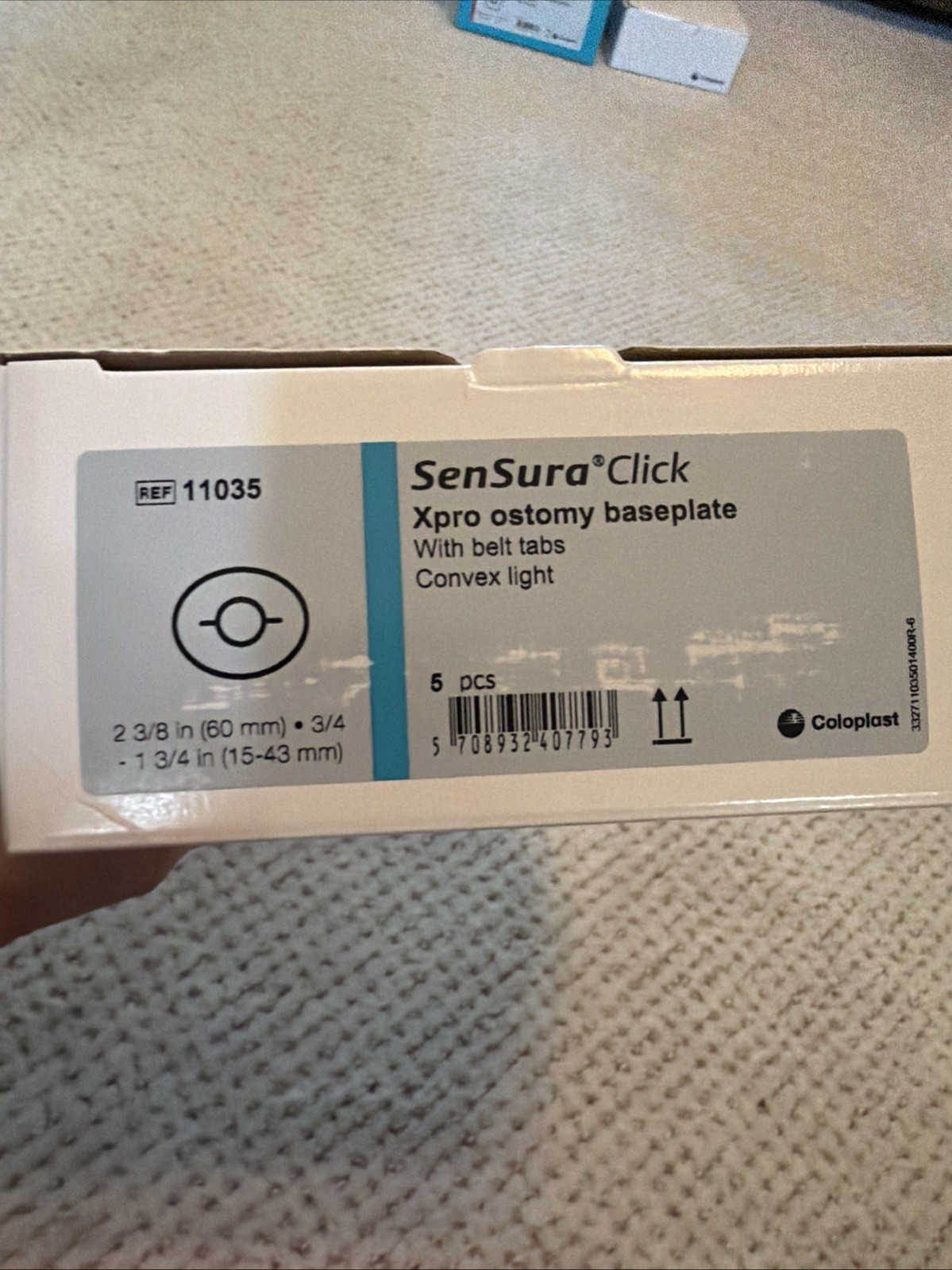SenSura Click Xpro Ostomy 11035 with Belt Tabs Convex Light 5pcs. Exp 2028