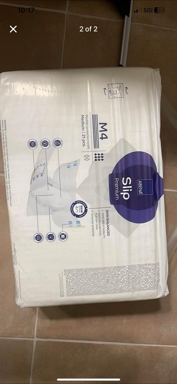 Abena Slip Premium M4 Incontinence Diapers Size M 4000ml 21ct Breathable