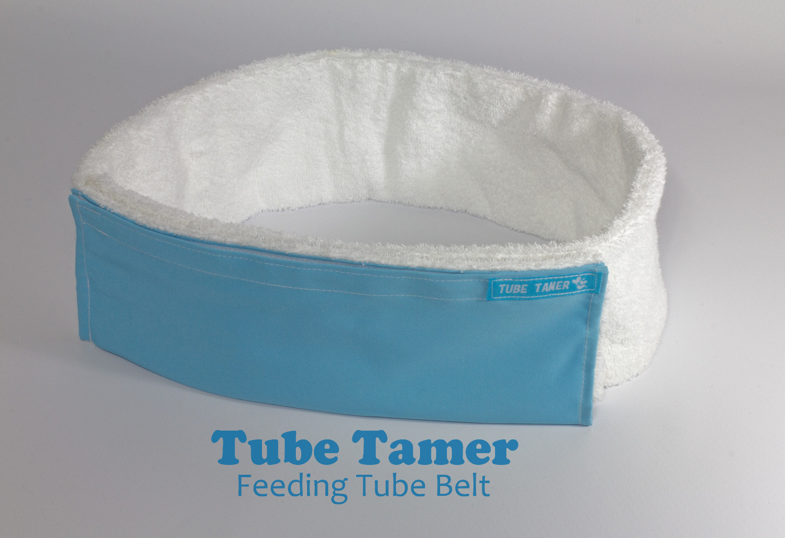 Tube Tamer feeding tube belt. G-tube J-tube holder Blue Large