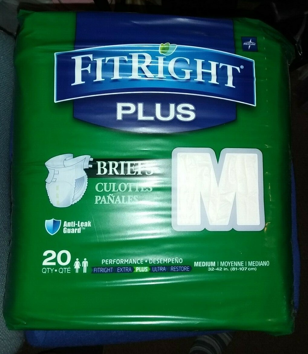 NEW 20 Briefs MEDIUM 32″-42″ FitRight PLUS Anti-Leak Guards Odor Protection 1 PK