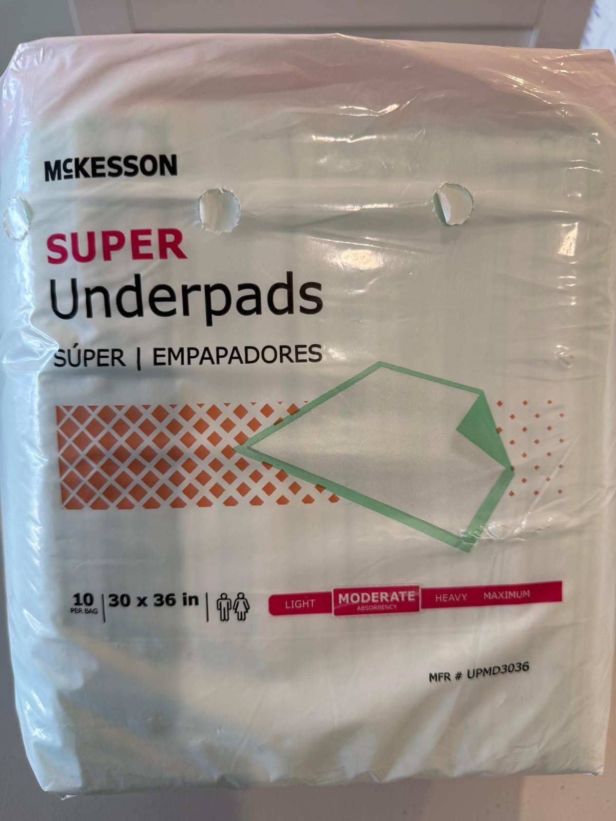McKesson Super Underpads 30x36in Fluff/Polymer Disposable Underpads – 10per bag