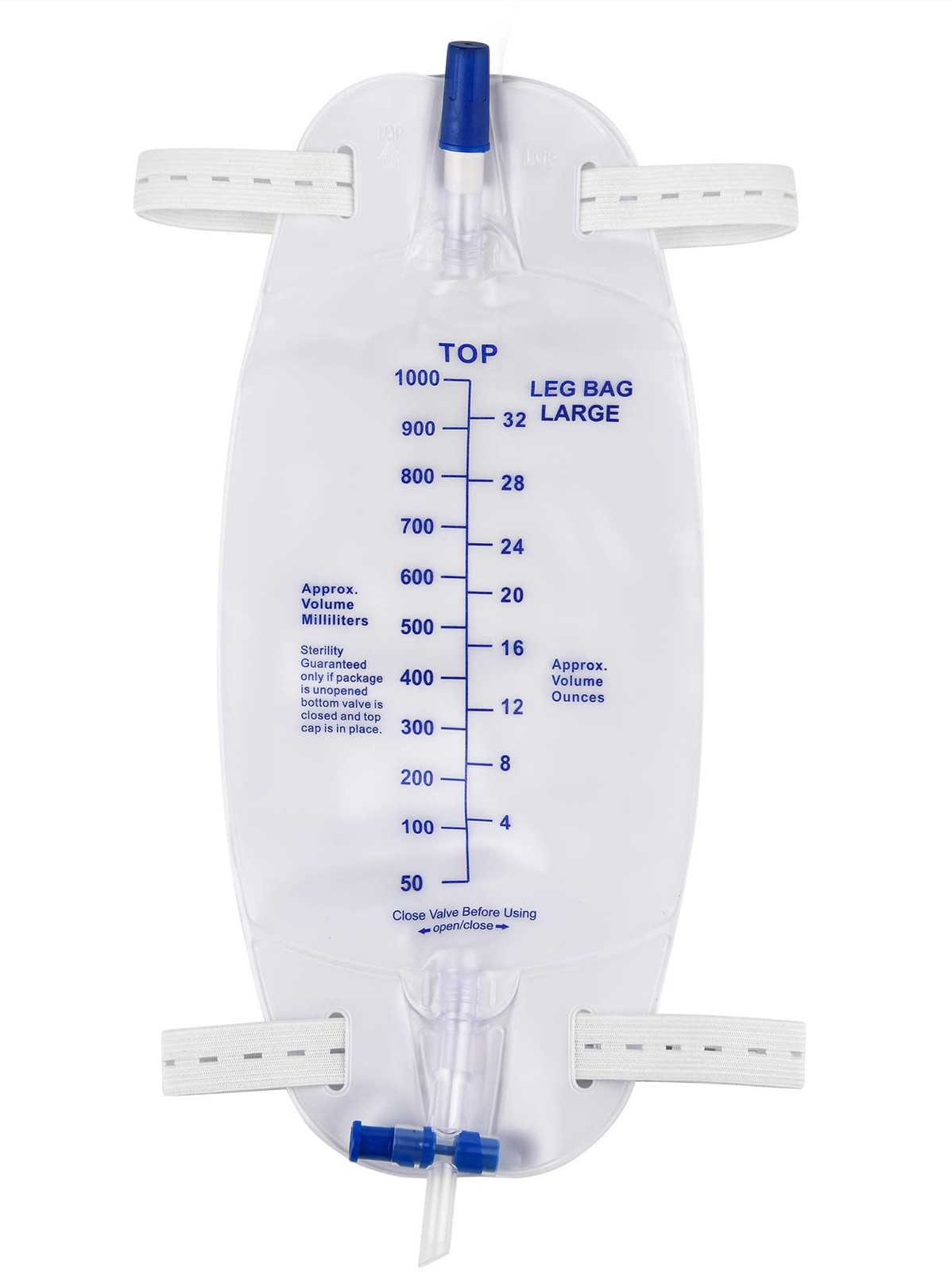 Easy-Tap Leg Bag Urinary Drainage Bag, 1000ml, Anti-Reflux Valve, Cloth Strap…