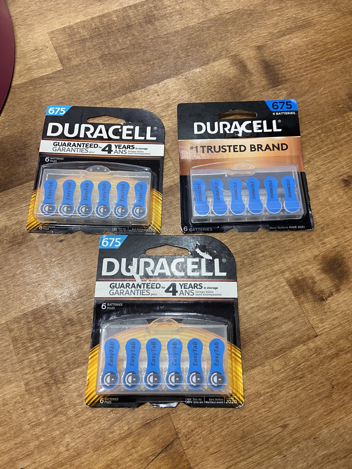 Duracell Size 675 Hearing Aid Batteries 3 -6 Packs 18 Total 03/2020