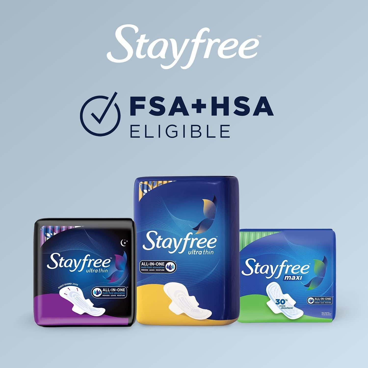 Stayfree Ultra Thin Overnight Pads 40 Count (pack of 3), with Wings