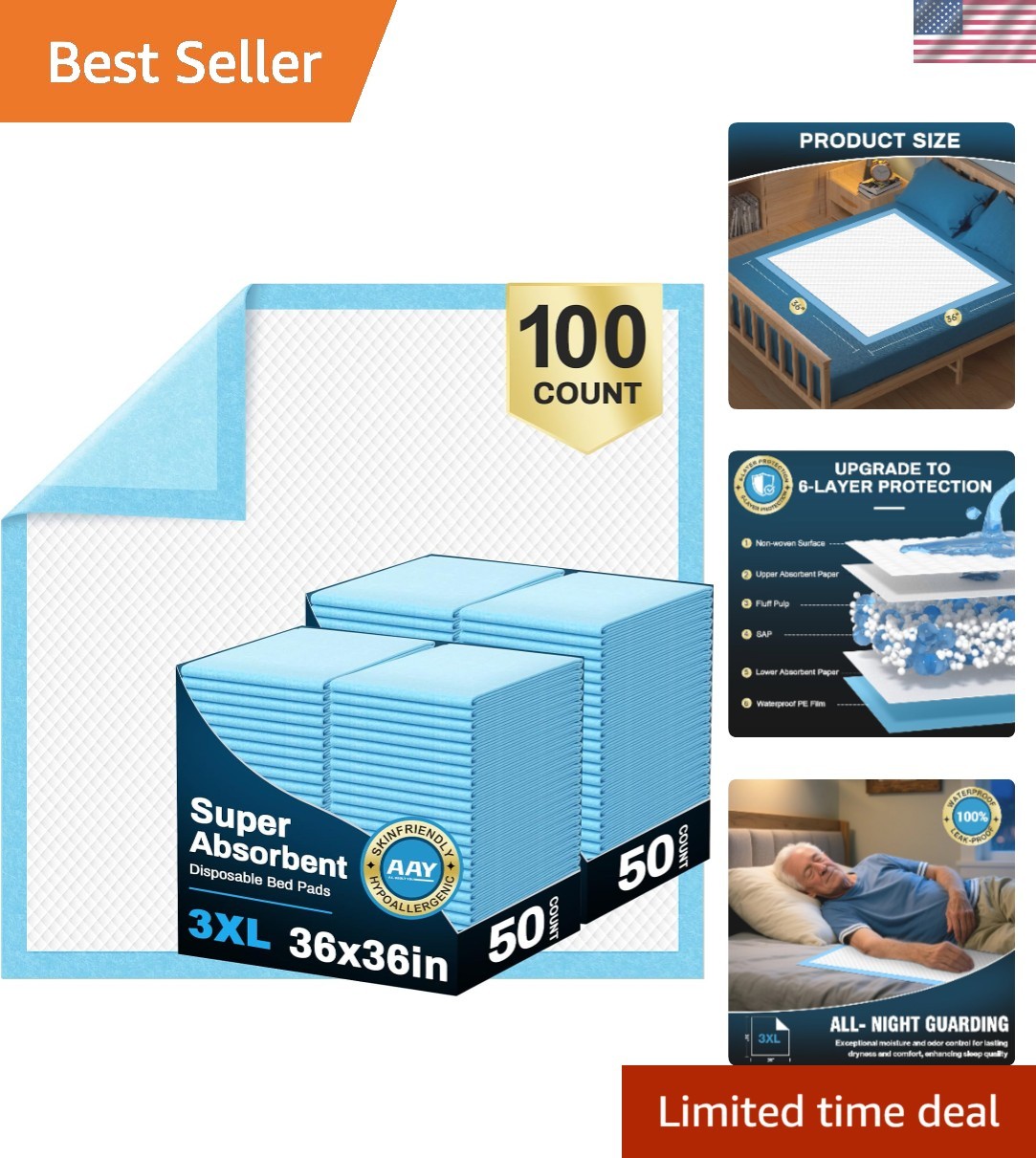 Extra Large 100 Count Heavy-Duty Incontinence Underpads – Super Absorbent Design