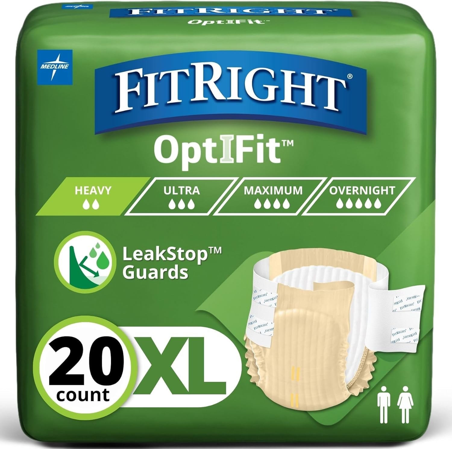 Extra+ Adult Diapers, Disposable Incontinence Briefs, Leak-Proof Diaper, Abso…