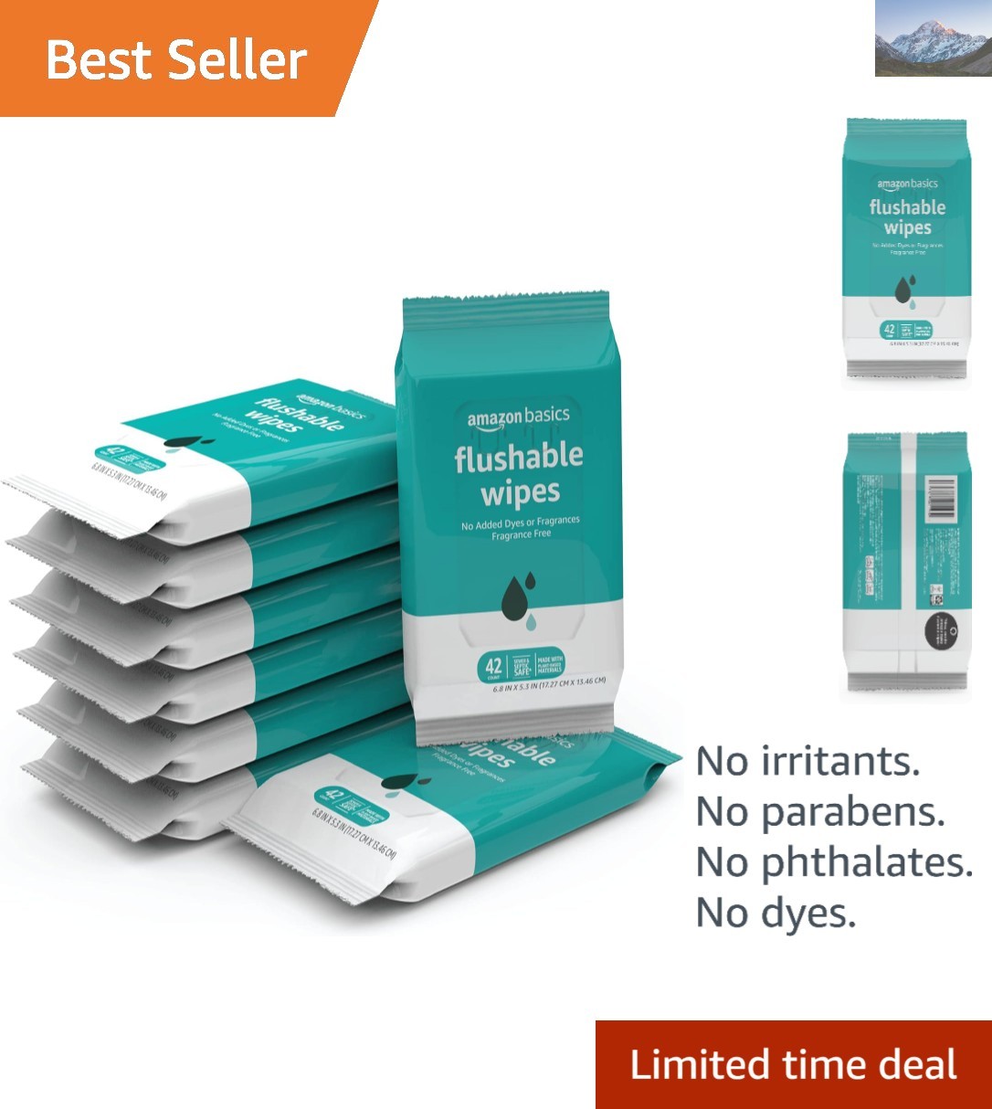Fragrance-Free Flushable Toilet Wipes – 336 Plant-Based Wipes for Sensitive Skin