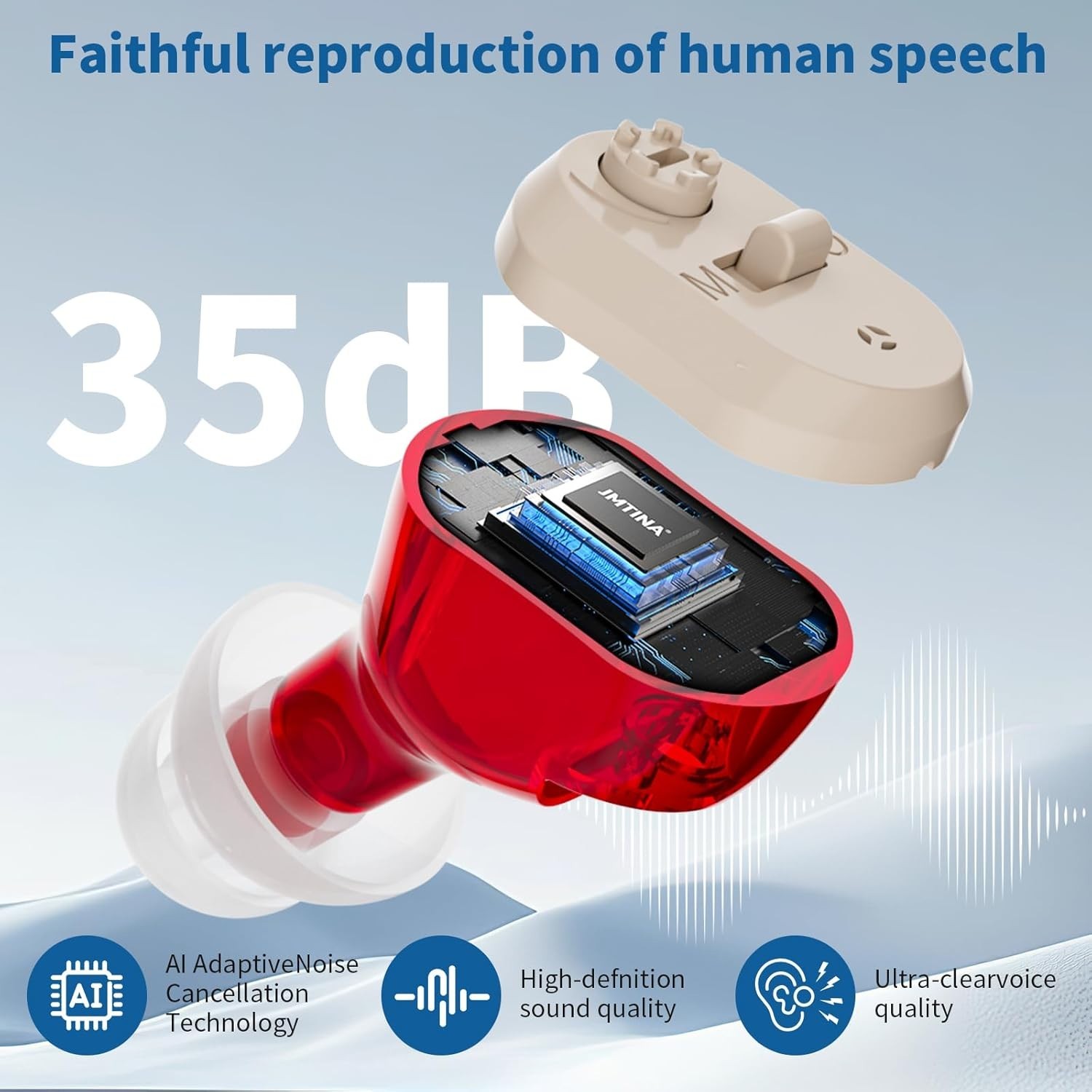 Discreet Hearing Aids with Noise Cancellation – 3 Modes for Personalized Comfort