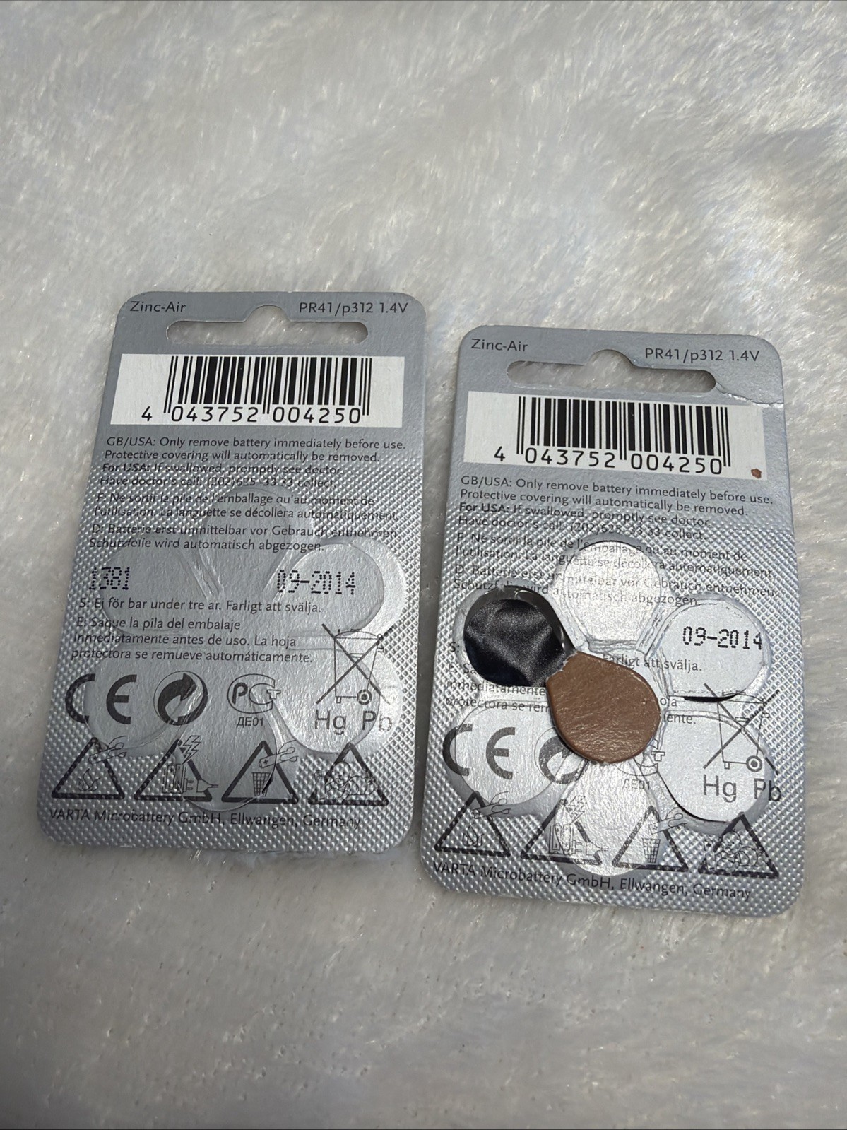 Power One Zinc Air High Level Hearing Batteries P312 1.4V Exp09-2014 Germany