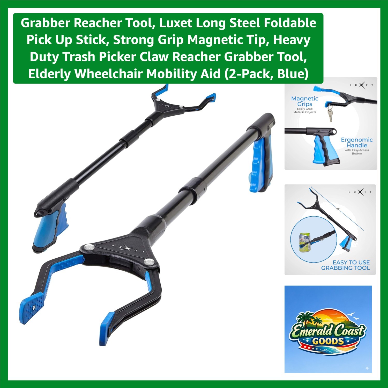 Grabber Reacher Tool, Long Steel Foldable Pick Up Stick, Strong Grip Magnetic…