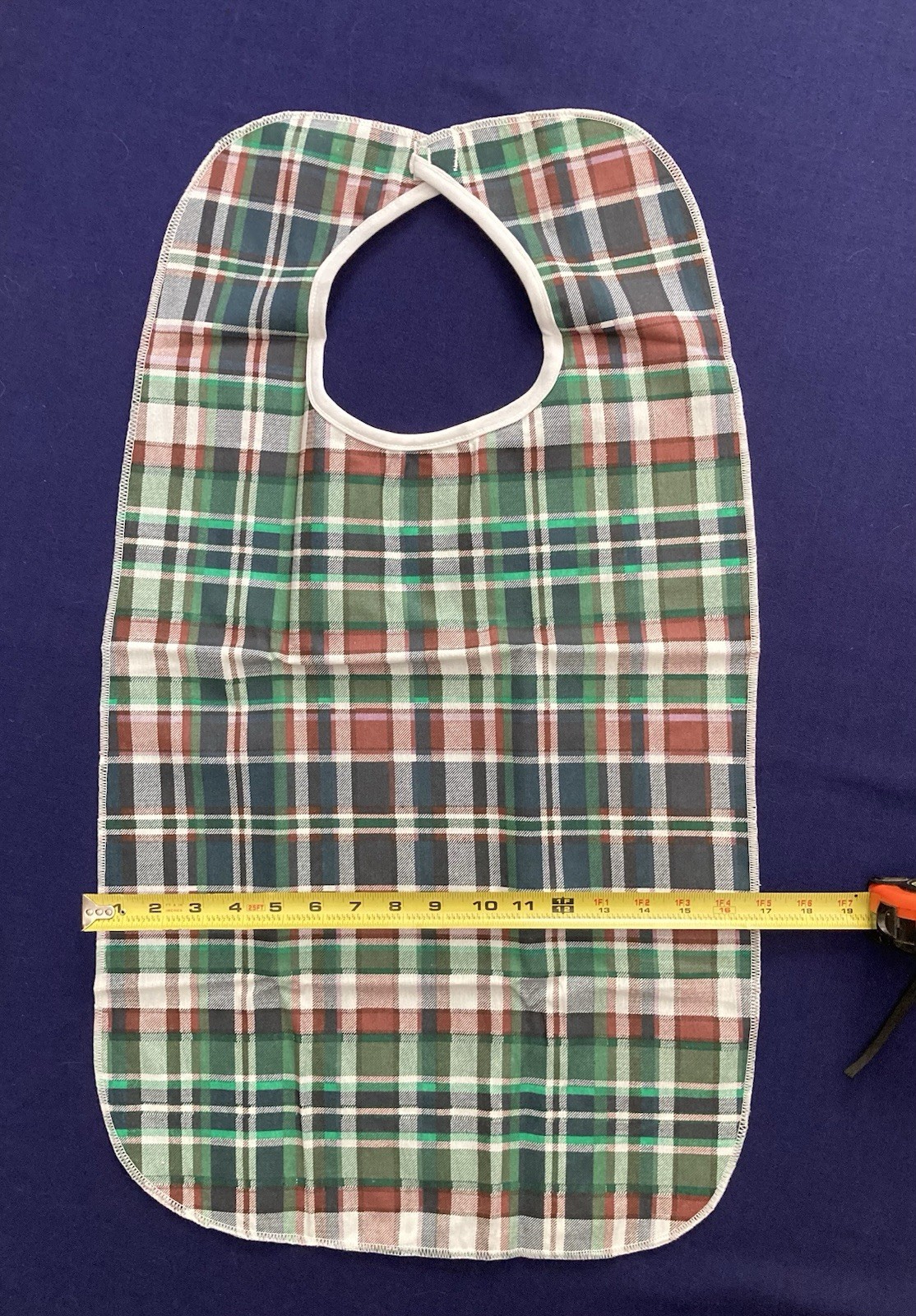 Plaid Deluxe Patient Bib 18×30 Essential Medical Supply C3045 Washable One Size
