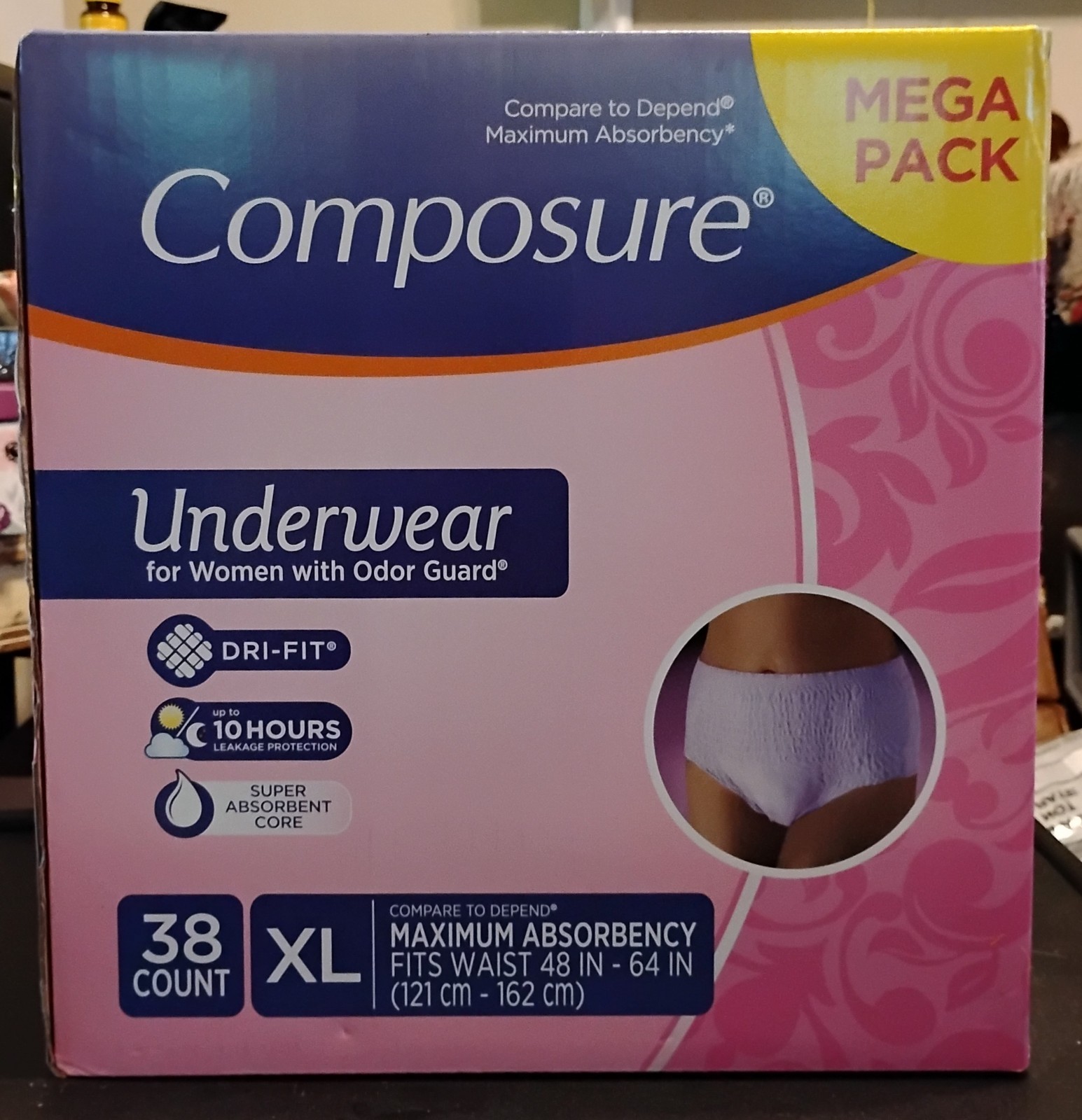 Composure Womens Underwear 38 Count Mega Pack