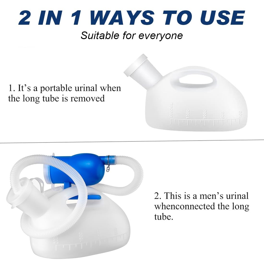 Men Urinal Bottle Portable Toilet Male Pee Reusable Urine L, White