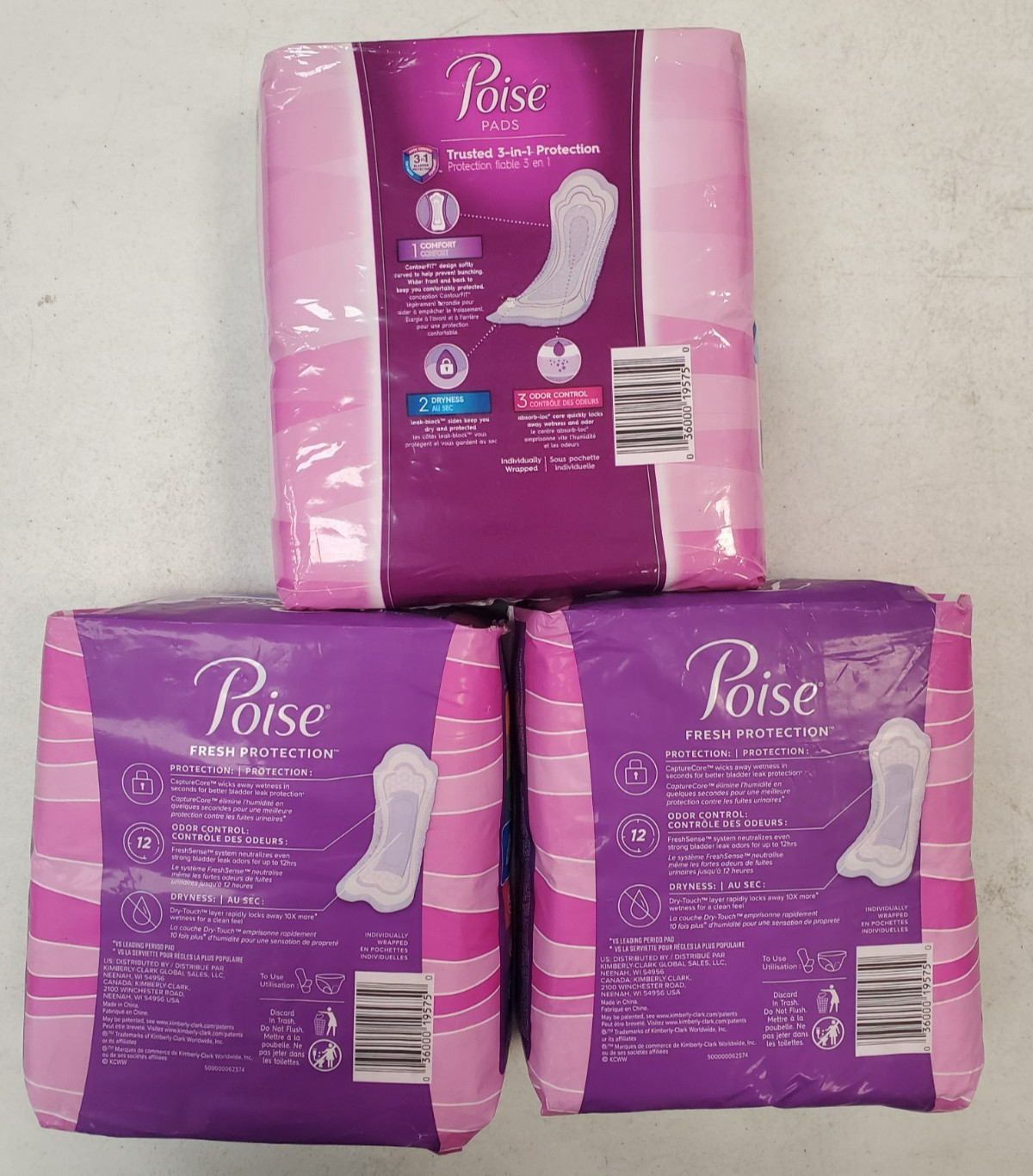 3 Packs of 16: Poise Fresh Protection Pads *#4 Moderate Long* (5750) 1D